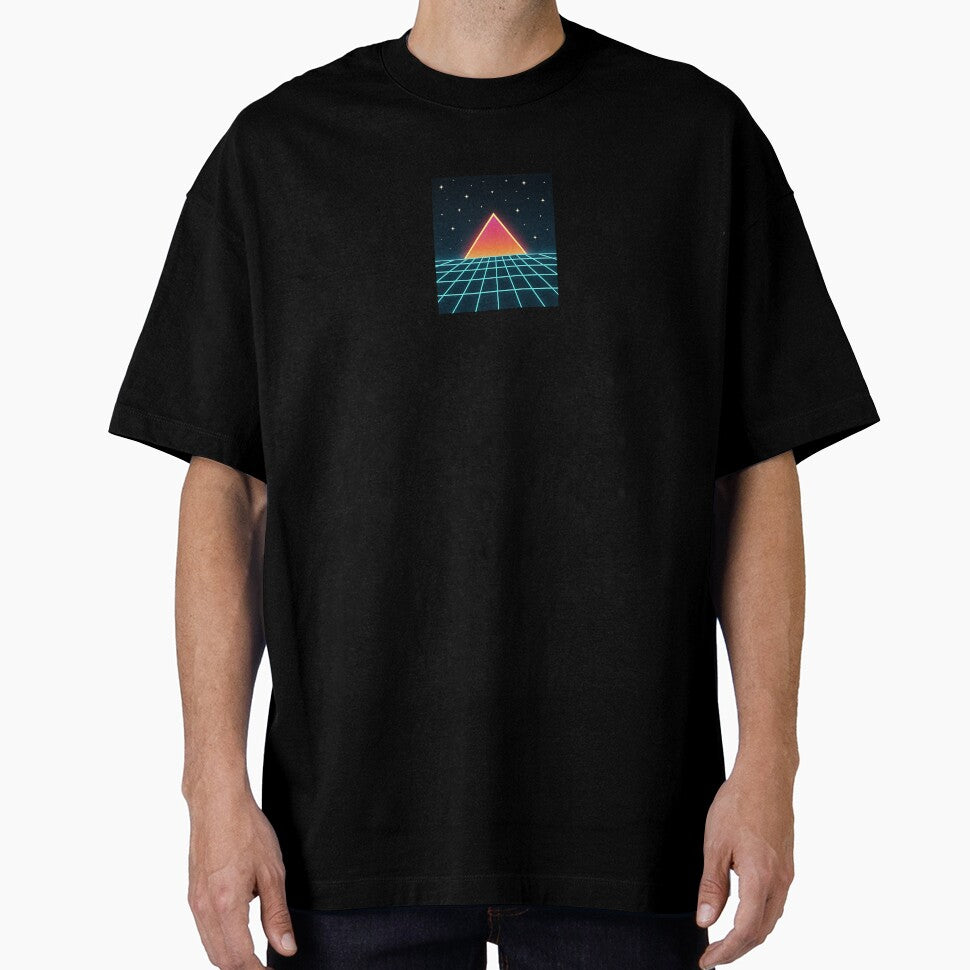 Neon Pyramid Retro Futuristic Grid by Le Grand Requin