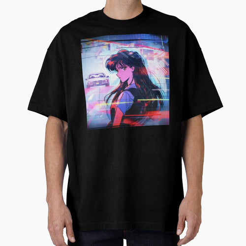 80s Anime Retro Girl Car Japanese Aesthetic Long Hair Girl by glasseskyodai