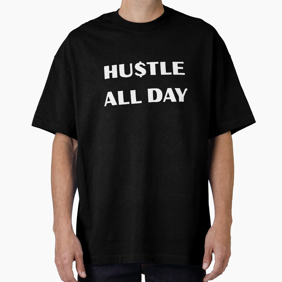 Hustle All Day White Money Grind Motivational Quote by rareflex