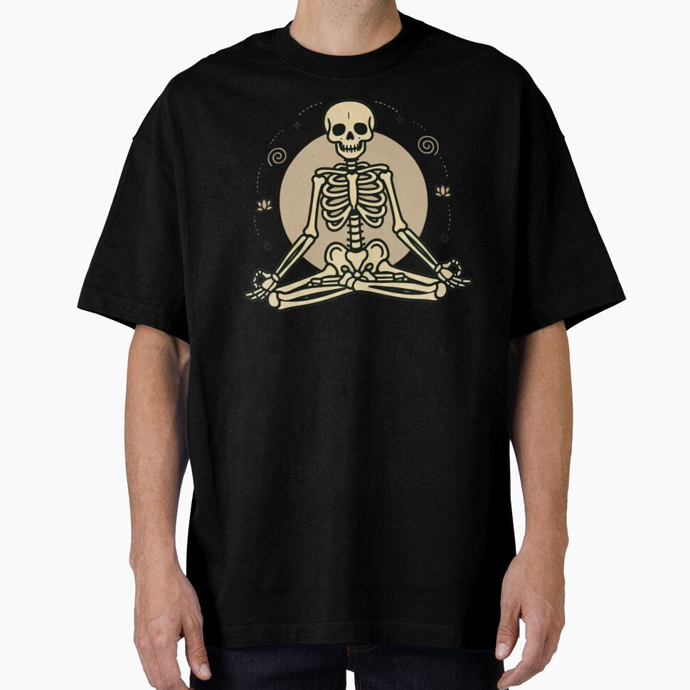 MEDITATING | Minimalist Skeleton Streetwear Art by DEADLINE.