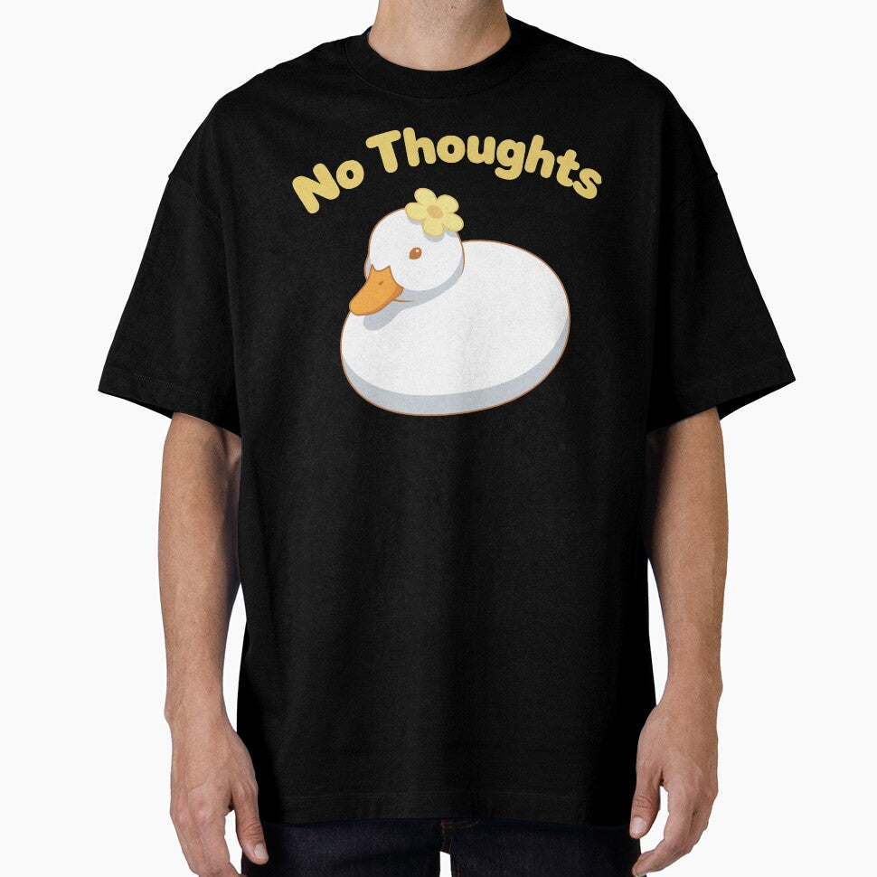 No Thoughts Head Empty Cute Duck with Flower by DigitalGlade
