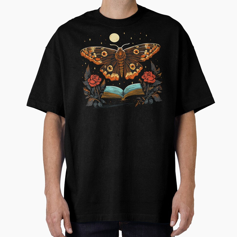 Moth With Magic Book And Flowers Starry Night by CosyTeal