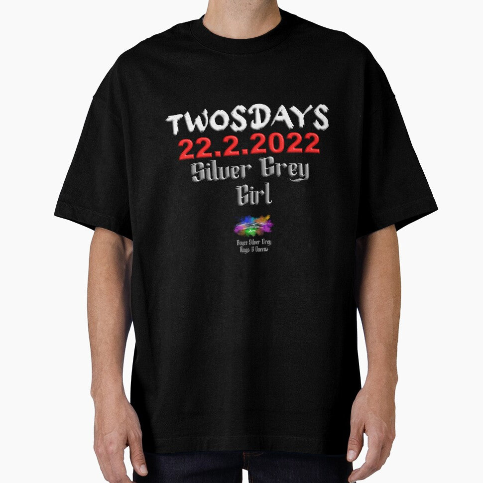 Happy Twosday one-time event Silver grey girl.(Light logo on dark top) by markyboyce247