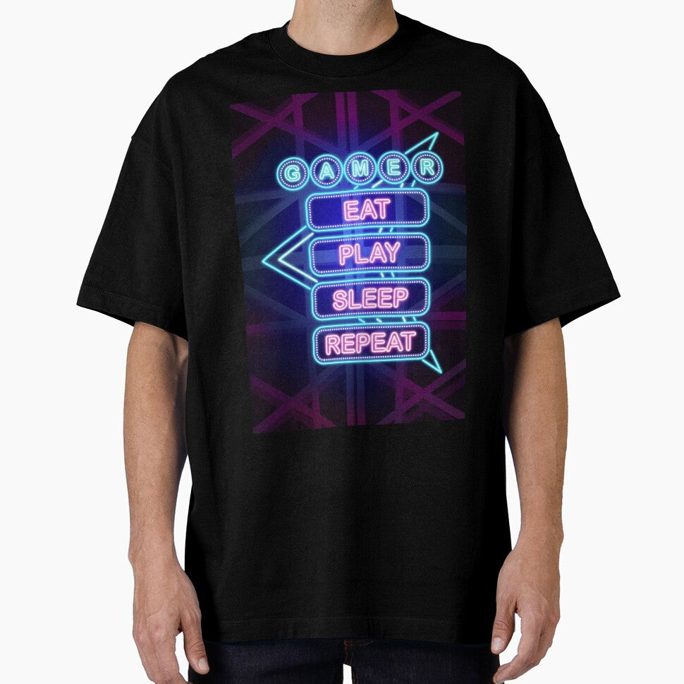 Gamer Activities Neon Art Typography by Vectorheroes