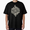 Cream Floral Moroccan Pattern on Deep Indigo Ink by micklyn