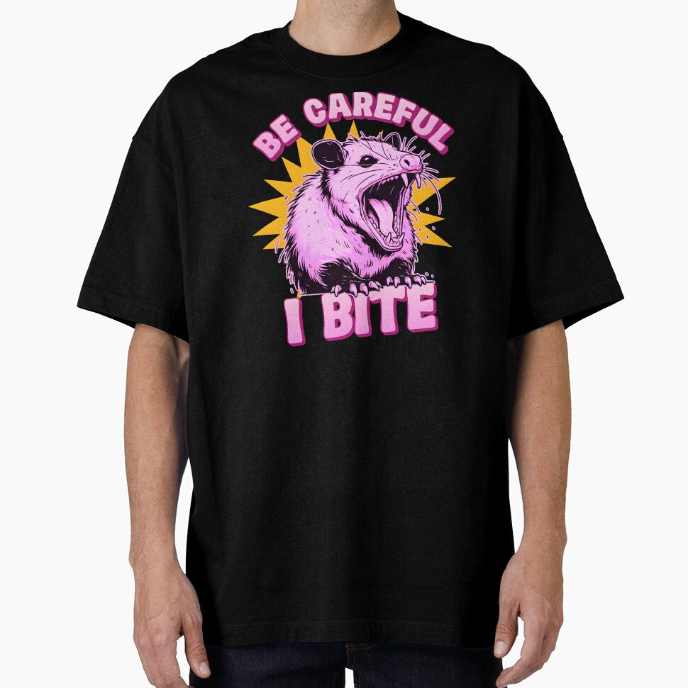 Funny Y2K Girly trashy possum/Opossum meme 'Be Careful I Bite' Cute Retro dramatic quote by Unitepeople