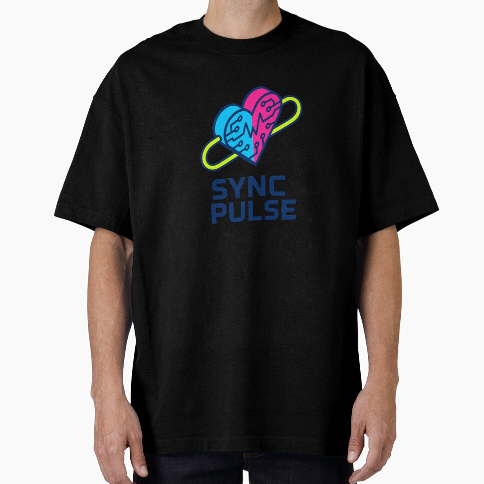 Neon Sync · Digital Pulse — Tech Heart Connection Design by DSGIN4YOU