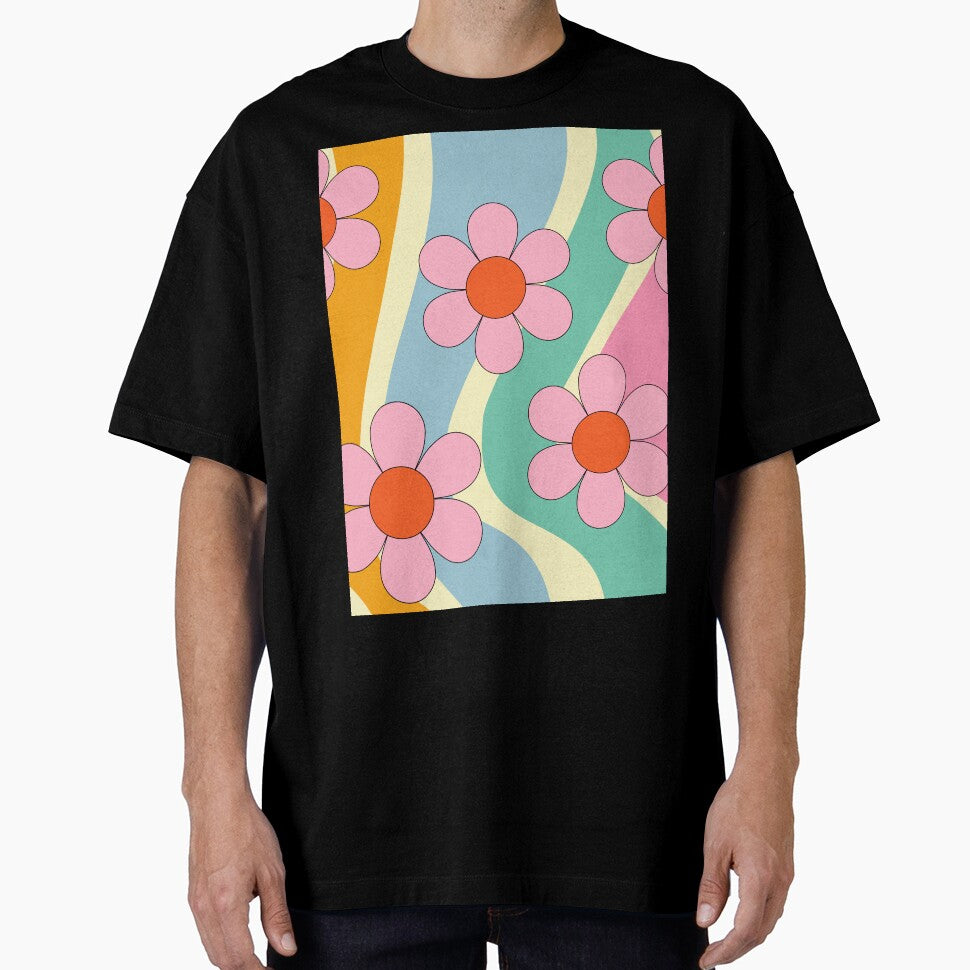 Retro flowers and wavy lines of colour by BritishDelights