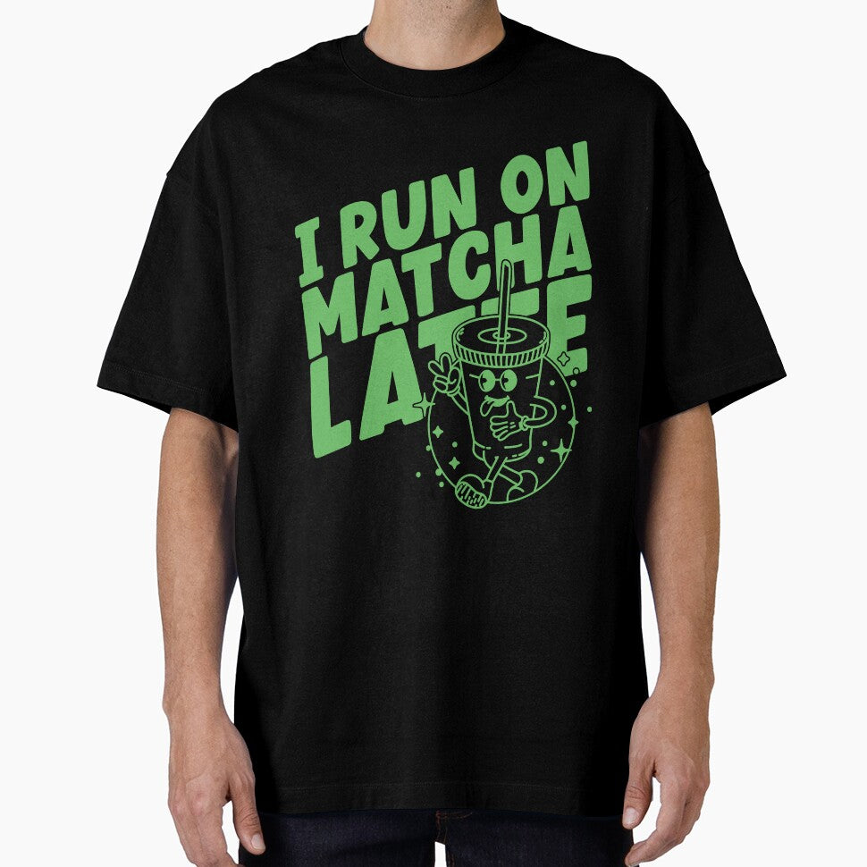 I run on matcha latte, cute and funny retro Matcha latte lovers by emmjott