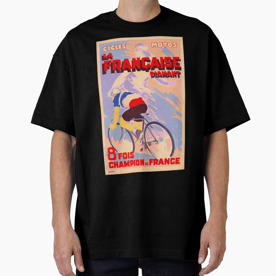 Vintage French Bicycle Poster | La Française Diamant Art Deco Style | Dynamic Cyclist in Motion Advertisement by artofuniverse