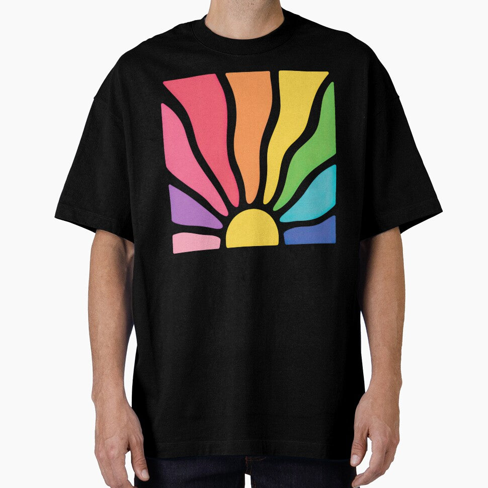 Retro Rainbow Sunburst Abstract Colorful Sunrise Art by ArtfulWeave