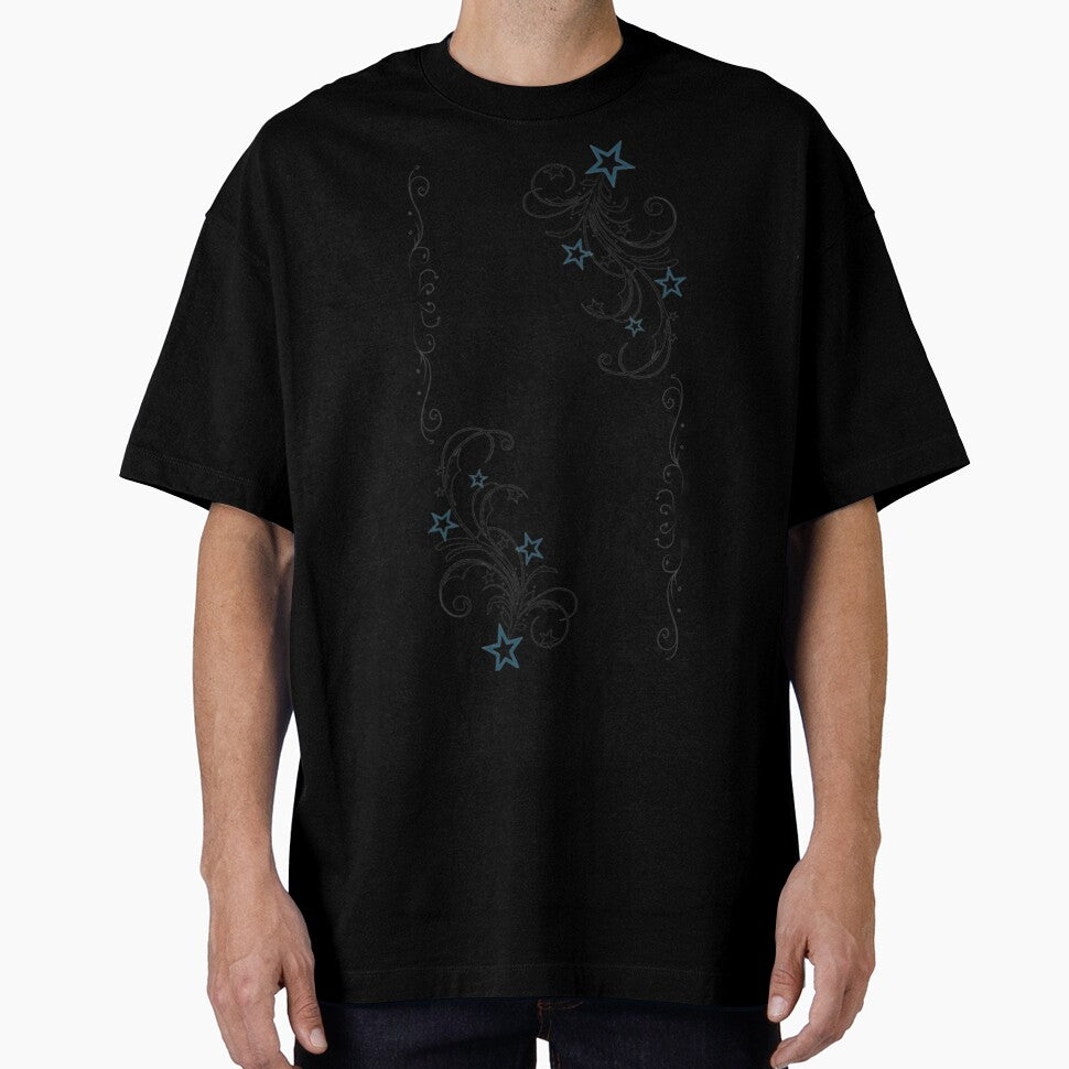 y2k black and blue vector flourish with stars by BrontesWhimsyStore