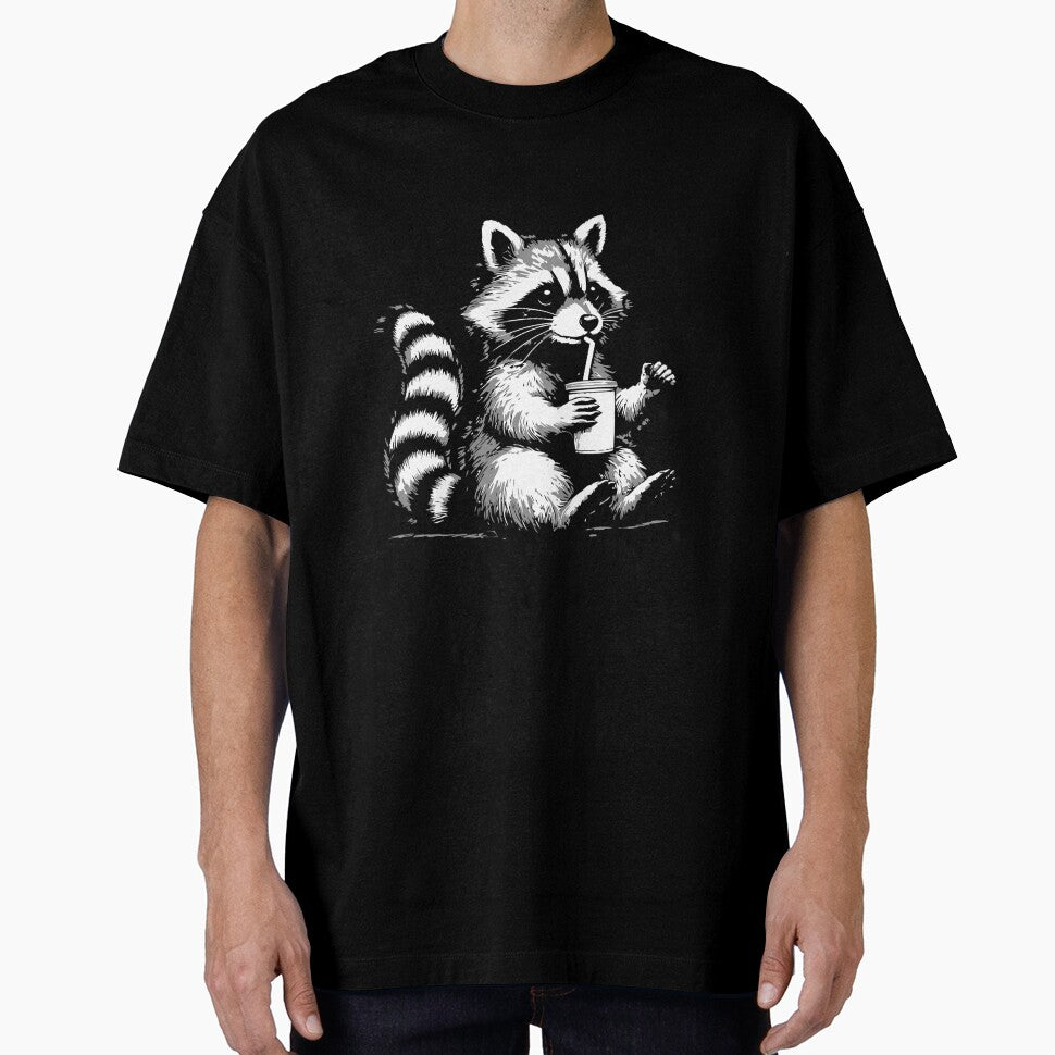 Raccoon Cute But Feral Vintage Raccoon Funny Loves Coffee Feral Summer by MinsND