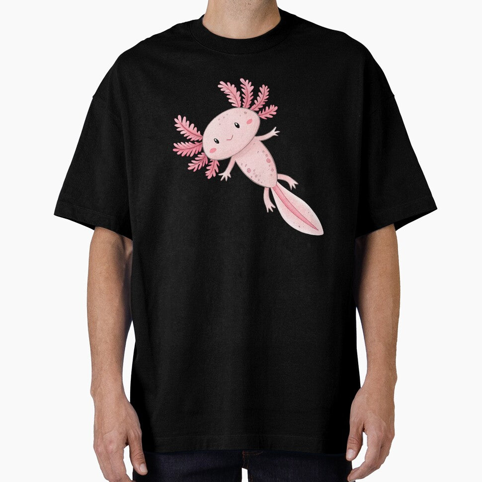 Cute Pink Watercolor Axolotl Illustration by EmeraldeaArt