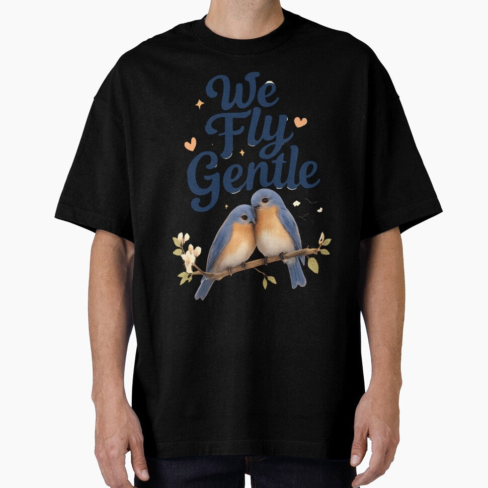 We Fly Gentle, Romantic Bluebird Cloud Aesthetic Design by JagrDesigns