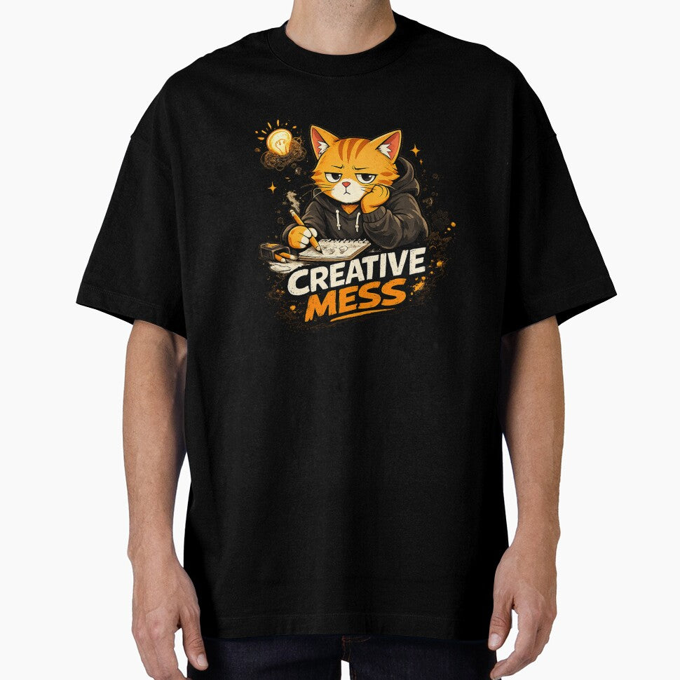 MISO | Creative Mess Funny Artist Cat T-Shirt & Sticker Design by Meow-Attitude