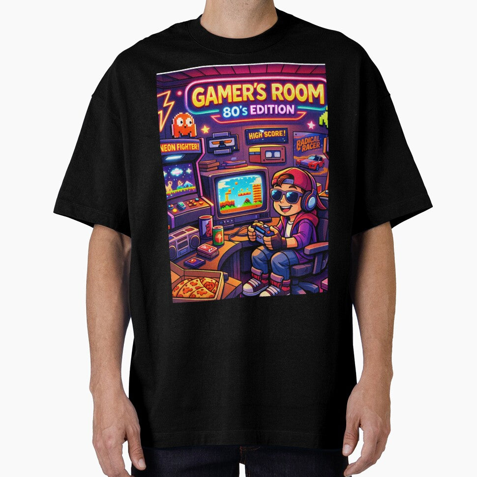 Retro Gamer Room 80s Neon Arcade Vibes – Vintage Gaming Aesthetic Illustration by NeonPixelShop