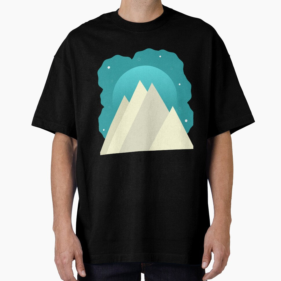 WHITE MOUNTAINS TEAL NIGHT SKY - WINTER VERSION MINIMALIST ILLUSTRATION Teal BG by MiraiDesigns by miraidesigns
