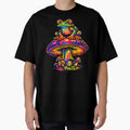 Rainbow Psychedelic Frog on Magic Mushroom – Trippy Neon Frog Illustration by RustedToad