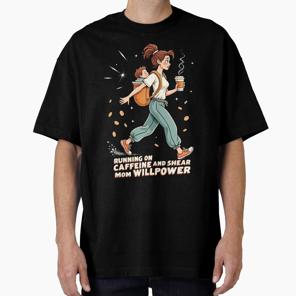 Running on Caffeine Mom Willpower Funny Retro Design by Junkie-Worx
