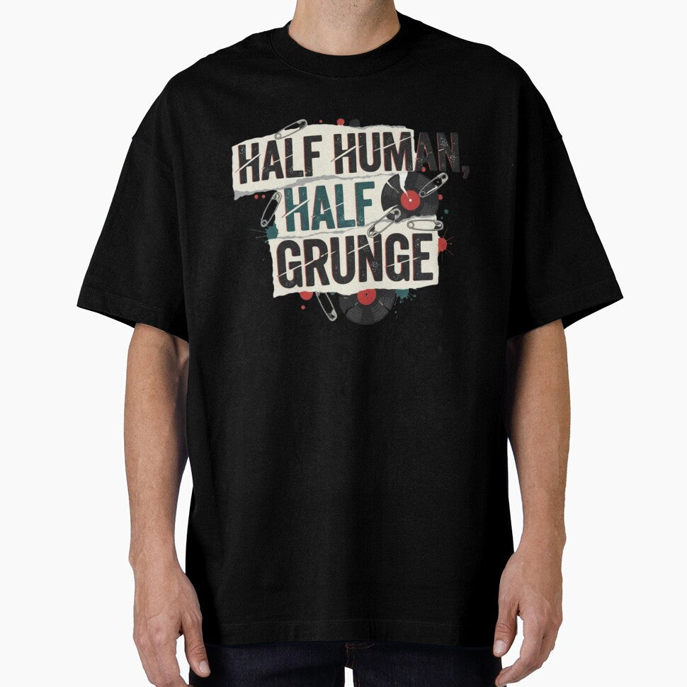 retro Grunge Music Lovers design Half Human Half Grunge Aesthetic 90s Alternative Retro by LuxeGraphix