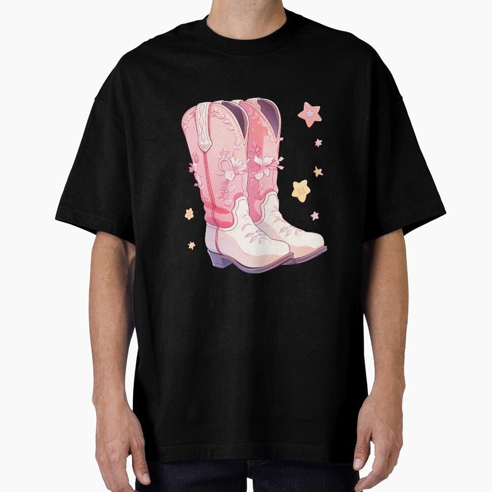 Cute Hot Pink Cowgirl Boots with Stars by CozyKawaiiArt