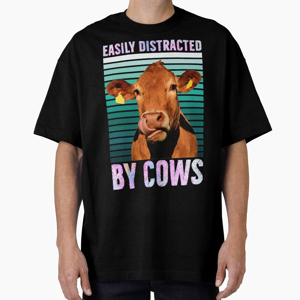 Easily Distracted By Cows Funny Cow Farmer Women Men Farm by reginaturner