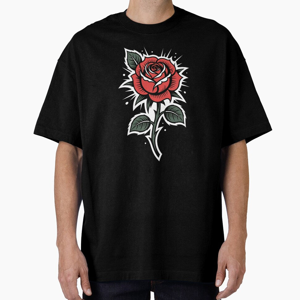 Single Red Rose Sticker Style Classic Tattoo Floral Art by Say It With Ink