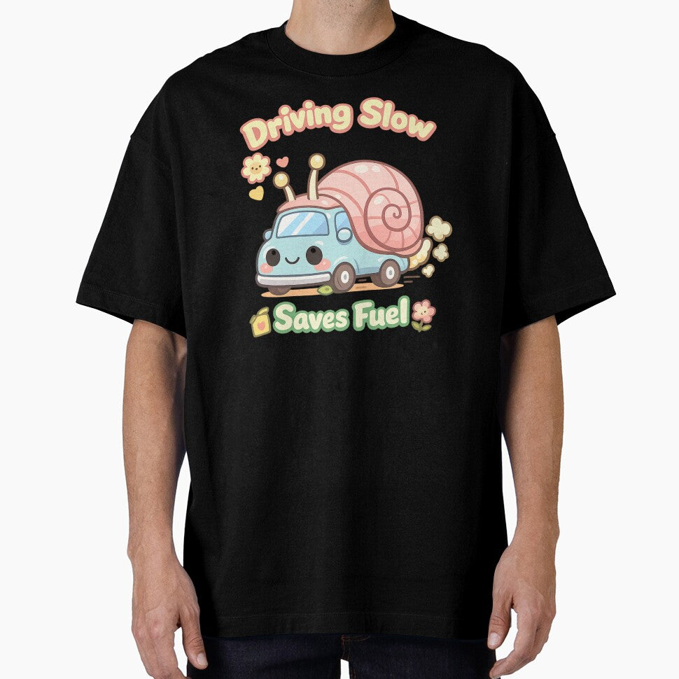 Cute Snail Car Driving Slow Saves Fuel | Kawaii Cozy Eco Humor by PopCulturePixel