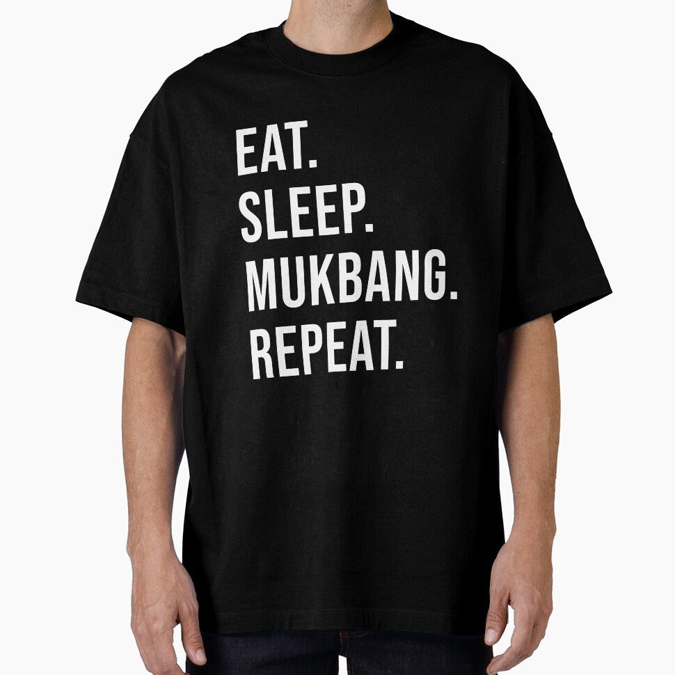 Eat Sleep Mukbang Repeat Korean Eating Show Food Lover Spicy T-Shirt by JoDesignLab