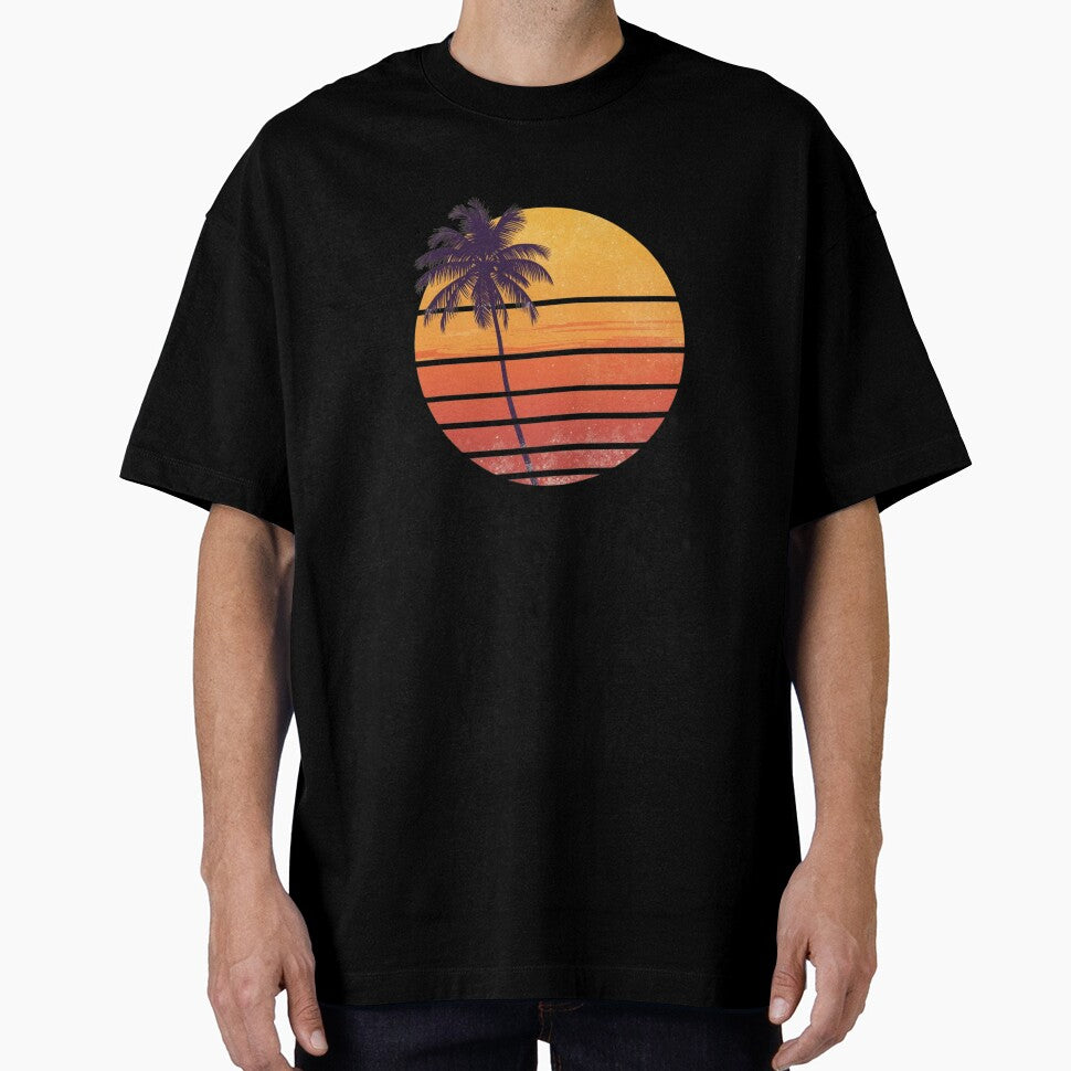 Retro Summer Sunset – Vintage 70s Beach Illustration by catcurio