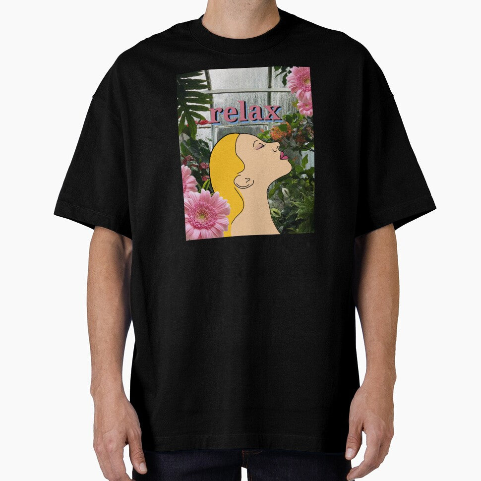 Human Face Profile with Tropical Plants & Pink Daisy Flowers by 10pmCreations