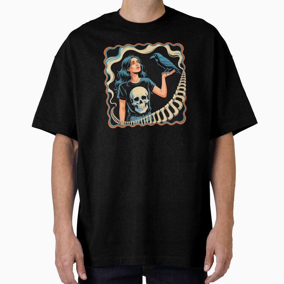 Skull Woman Gothic Psychedelic Art with Spine Design by Amanda's Factory