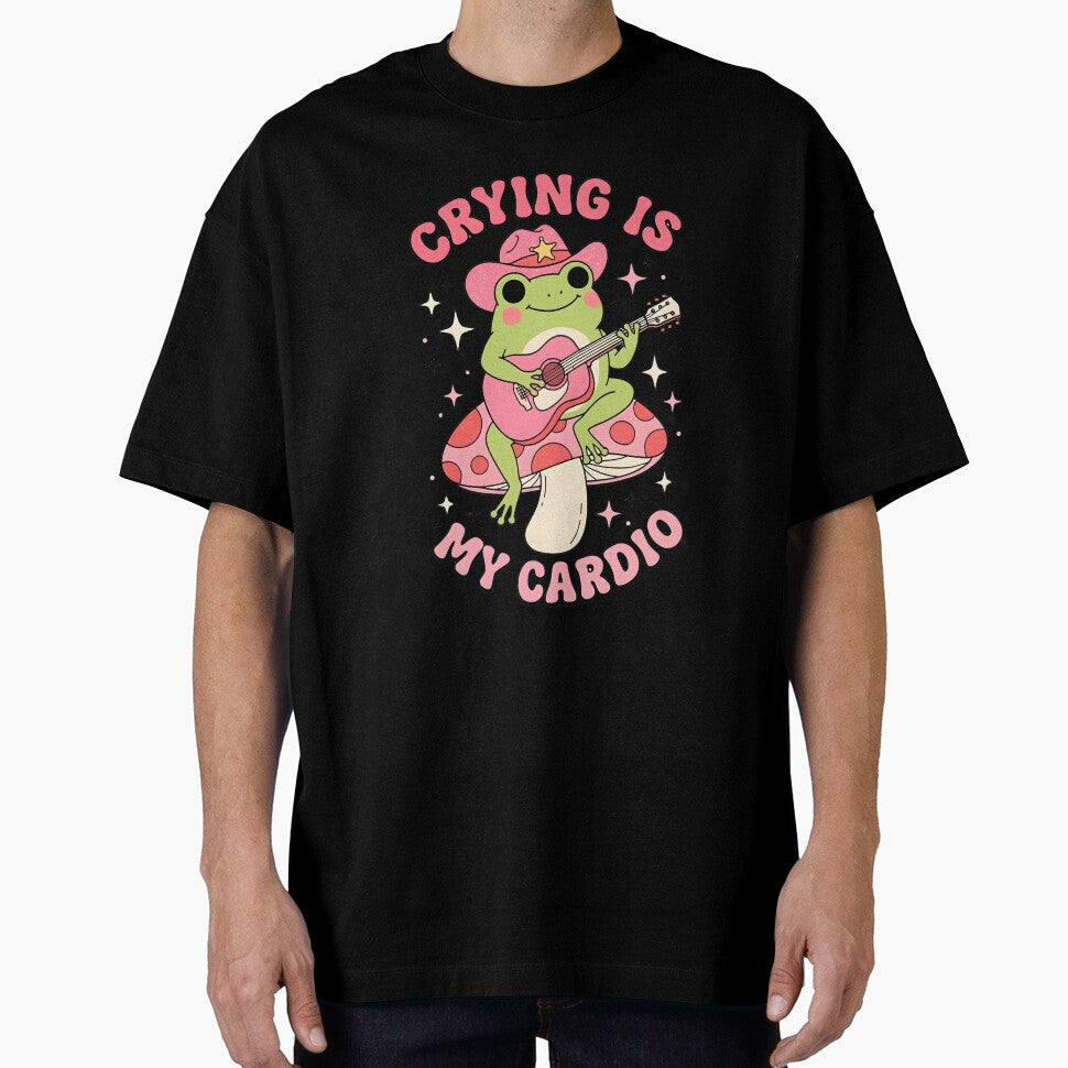 Crying Is My Cardio Frog Cowboy Playing Guitar on Mushroom by GiftsCreek