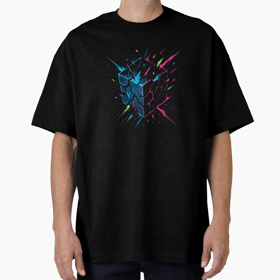Explosive Neon Glitch Cube Kinetic Energy Streetwear by Thompika
