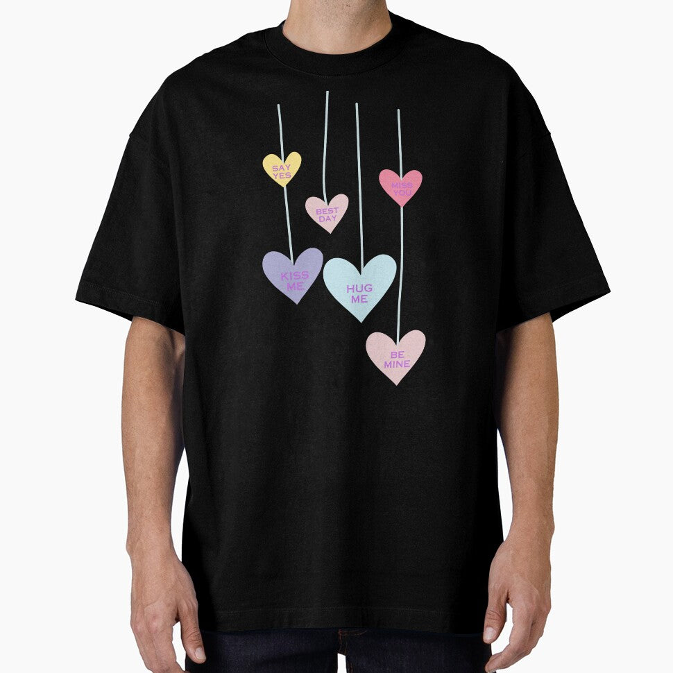 Women's Valentine Sweatshirt, Long Sleeve Conversation Heart Shirt, Gift for Her, Heart Sweatshirts by YassineBDM