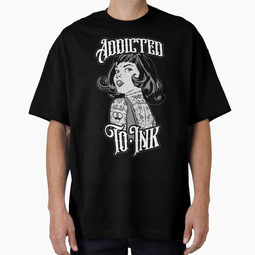 Addicted To Ink Tattooed Girl Retro Vintage Tattoo Pop Art by GrandeDuc