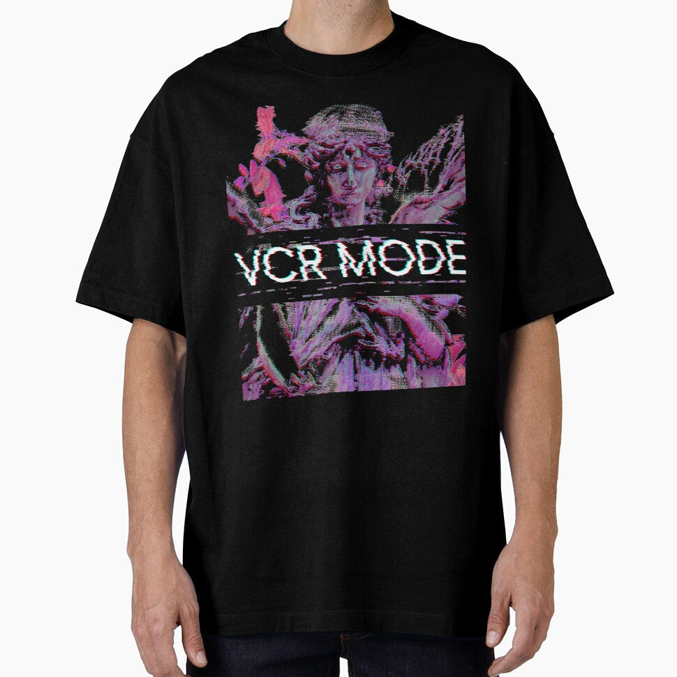 Vaporwave Synthwave Angel Vcr-Mode Glitch print by D-C-Designs