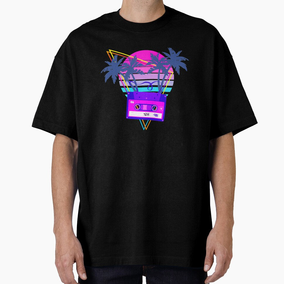 Vaporwave Aesthetic Art - 90s Sunset Cassette Tape in Outrun Synthwave style by Hitagivapor