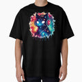 Cosmic Cat Headphones Cool Watercolor Galaxy Space Splash by TomFrontierArt