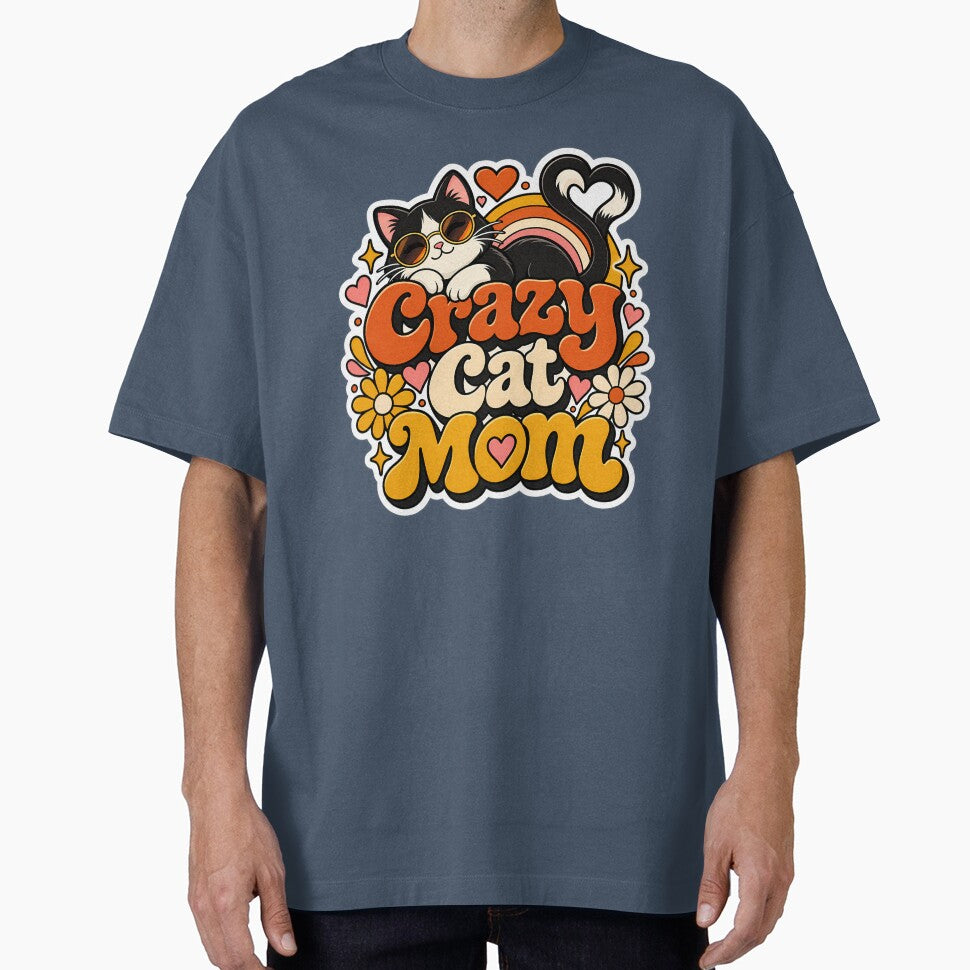 Retro Crazy Cat Mom 70s Aesthetic by Stickers Hub HUB