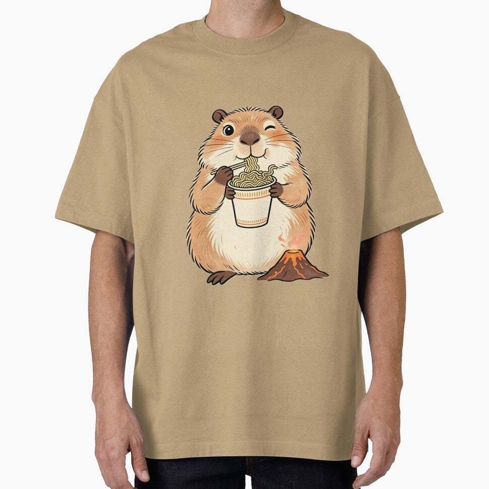 Cute Hamster Eating Spicy Ramen - Cute Mascot with Volcano Art by ZINO WORLD