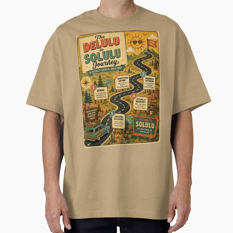 Delulu to Solulu Journey Road Map – Funny Retro Infographic Art | Delulu Humor Gift by irfanshikh