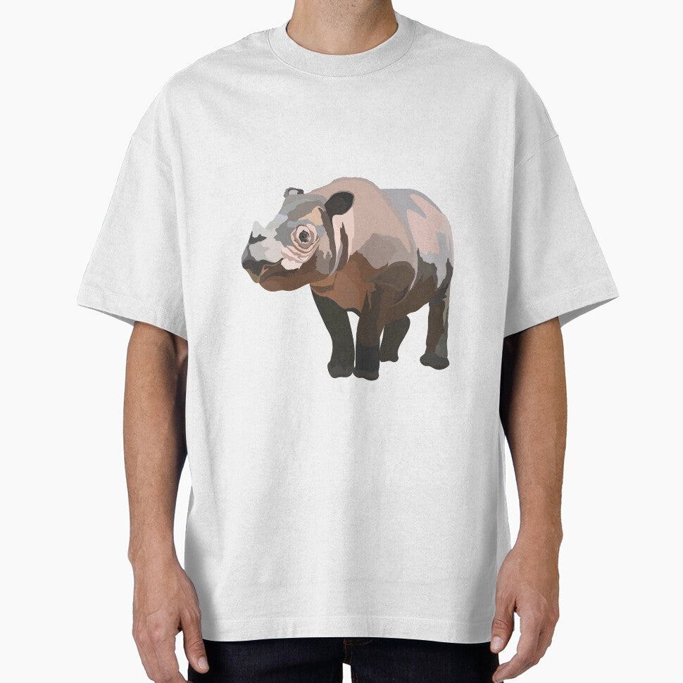 S is for Sumatran Rhino, Sumatran Rhino Illustration – Rare and Endangered Asian Rhino Artwork by PrettylittlepastelUk
