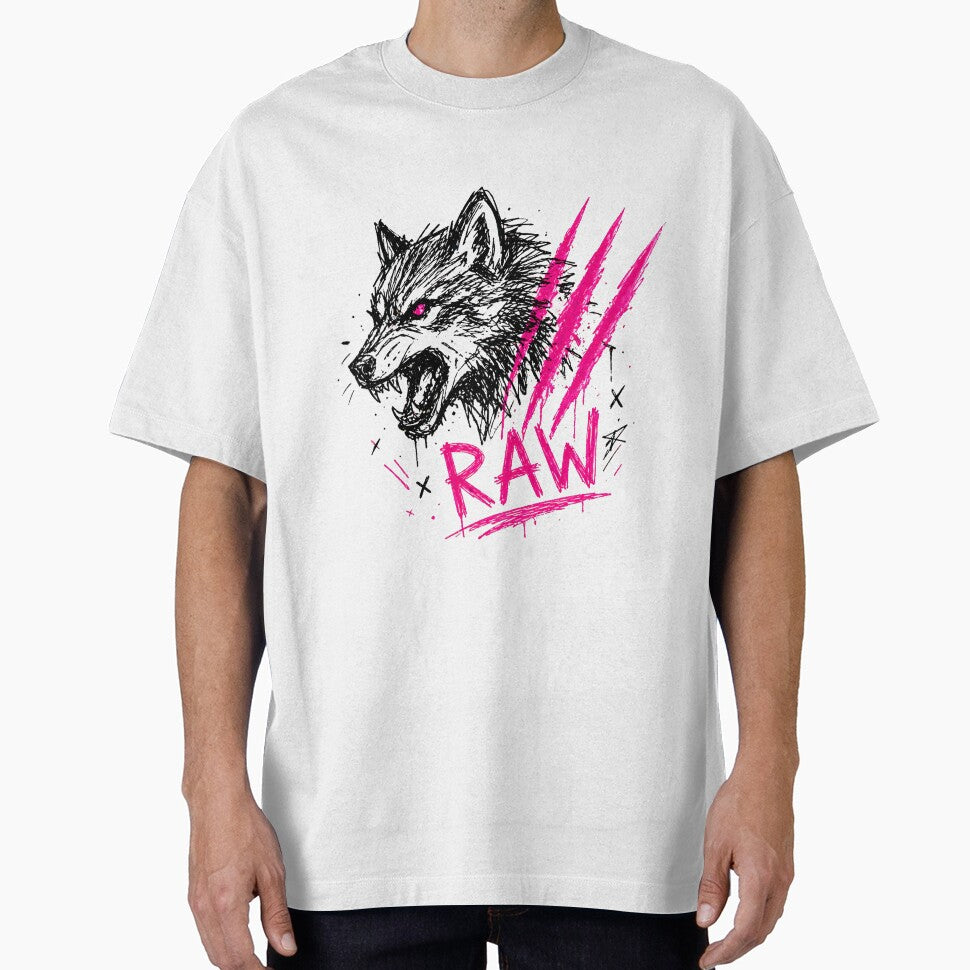 Raw Wolf Sketch Neon Pink Claw Marks Alt Grunge by etuvibes