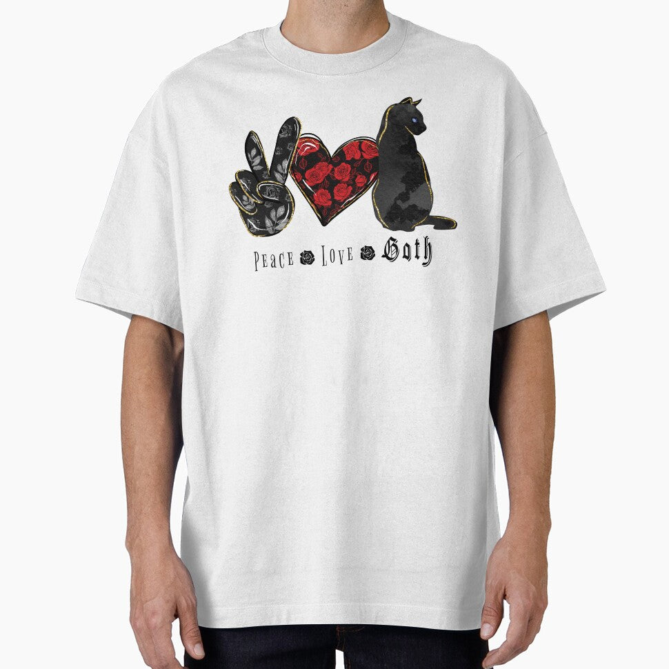 Peace Love Goth Cat – Dark Gothic Aesthetic Black Cat Design by NightSpell