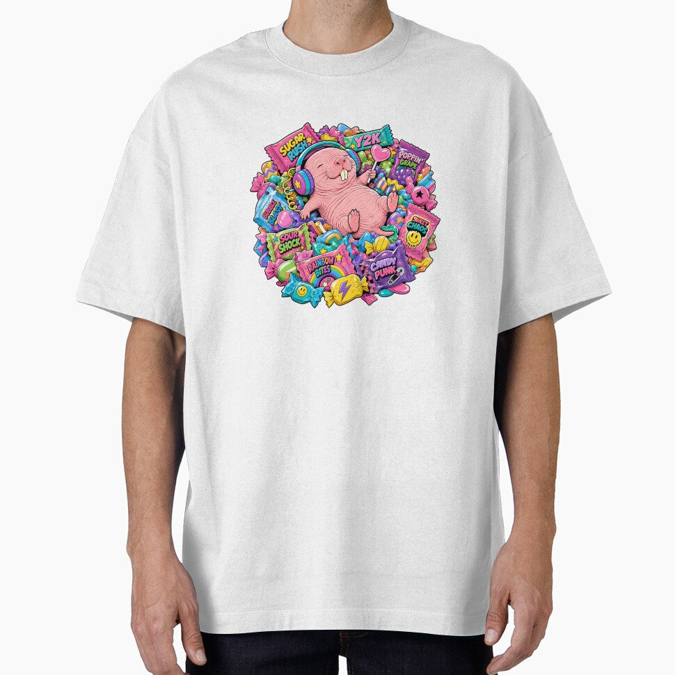 Overstimulated But Unbothered Funny Naked Mole Rat Candy Punk by LazyPaw Design