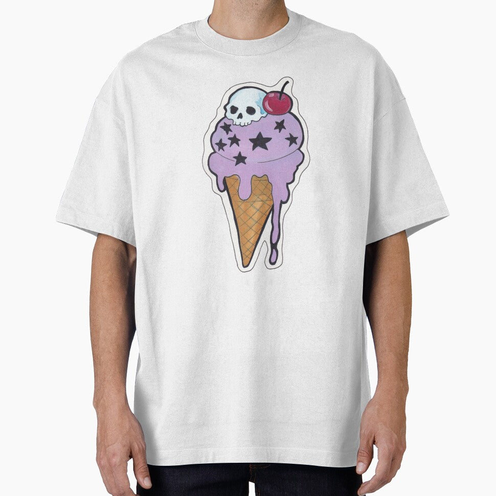 Pastel Goth Skull Ice Cream Cone — Creepy Cute Kawaii Dessert Art by Darkfully-Done