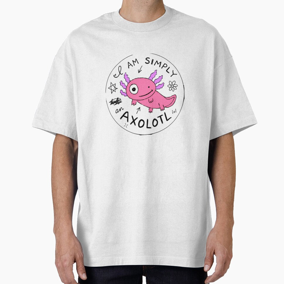I Am Simply An Axolotl Sticker MS Paint Hand Drawn Funny Cute Chaotic Anti Design Meme Kawaii Pink Purple Doodle by Obinne