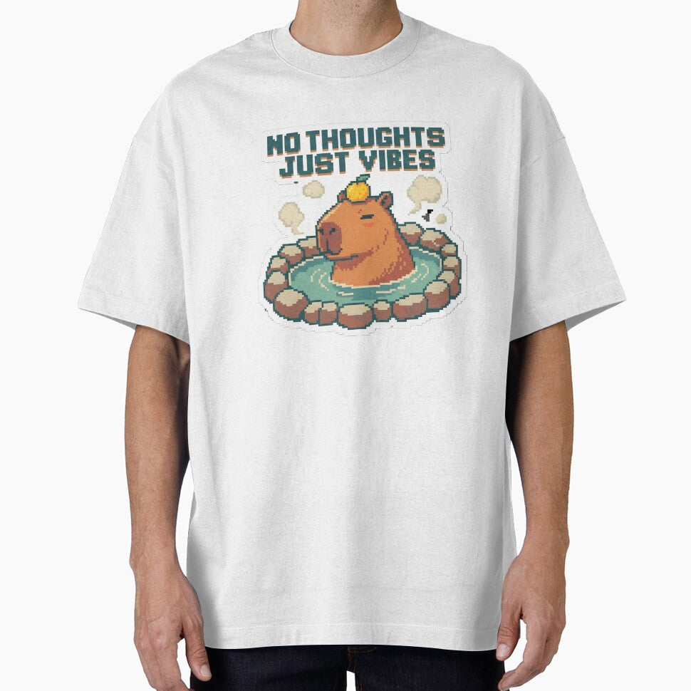 No Thoughts Just Vibes Pixel Capybara | Lo-Fi Retro Chill Aesthetic by StickyGuys